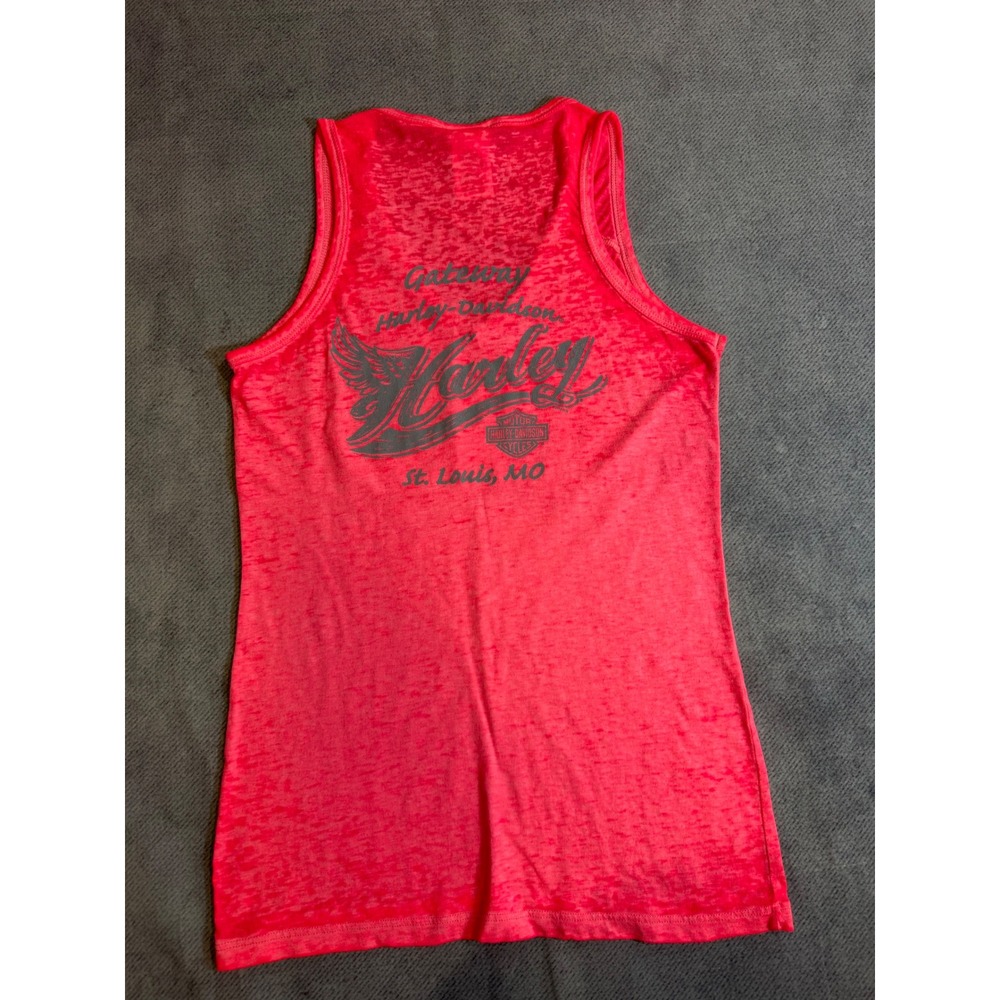 Harley-Davidson Womens Neon Pink Burnout Tank Top St Louis MO XS - Picture 4 of 6